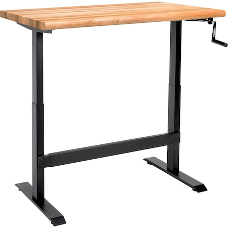 Global Industrial Hand-Crank Adjustable Height Workbench, Maple Safety Edge, 48inW x 30inD 338343BK